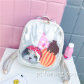 2022 Novo estilo Clear Girls Backpack coreano Ladies Transparent PVC School Bag